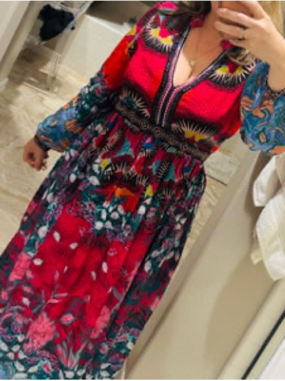 Anthropologie Bhanuni by Jyoti Beaded V Neck Maxi Dress Size 2 - Picture 3 of 7
